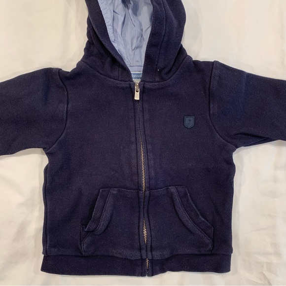 Jacadi Baby Boy Navy Blue Zip Up Hoodie - 12 Months - Picture 3 of 7